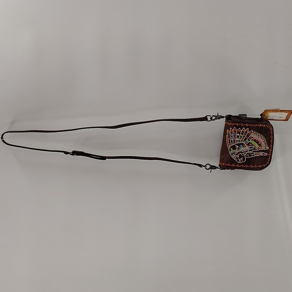 Montana West Native American Coffee Leather Crossbody Bag NWT - Picture 2 of 12